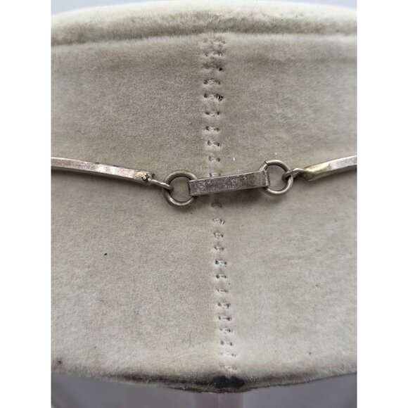 Vintage Silver Tone Crescent Moon & Teardrop Necklace With Blue Enamel Details S - Picture 4 of 5